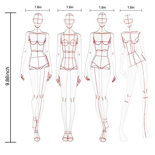 EXTCCT Fashion Drawing Template Ruler Set, Woman Sewing Humanoid Patterns Design, Clothing Measuring French Curve Rulers A4 Pattern Paper Draft Drawings - Image 3