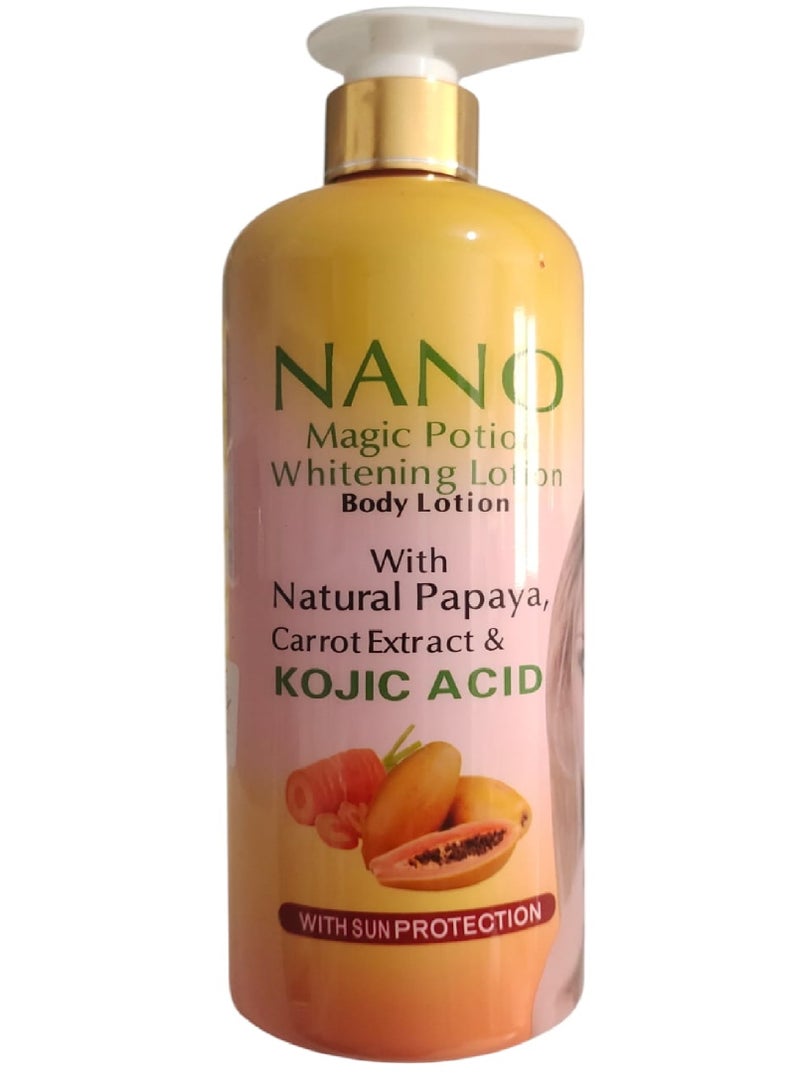 نانو لوشن الجسم الطبيعي بخلاصة البابايا والجزر وحمض الكوجيك 500 مل - Image 1