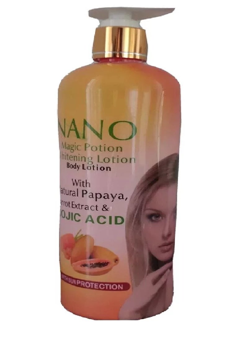 نانو لوشن الجسم الطبيعي بخلاصة البابايا والجزر وحمض الكوجيك 500 مل - Image 2