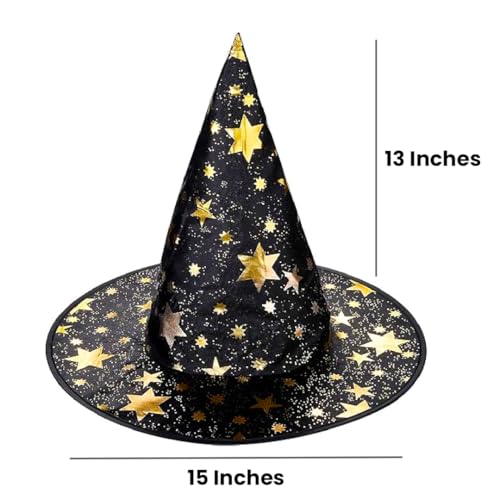 Wanna Party Halloween Witch Hat for Women Wizard Hat with Gold Star Cosplay Costume Accessory for Party - Image 5