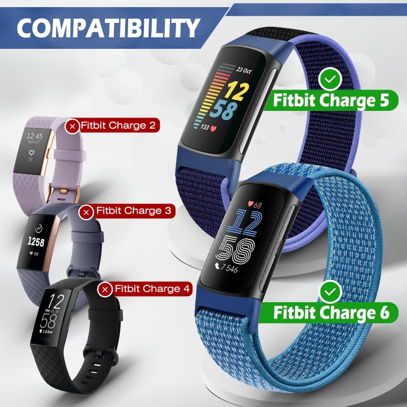 AVOD Sport Loop Nylon Watch Bands Compatible with Fitbit Charge 6/Charge 5 for Women Men, Adjustable Breathable Replacement Soft Nylon Loop Wristband for Fitbit Charge 6/Fitbit Charge 5 - Image 2