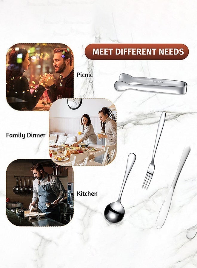 14-Piece Stainless Steel Butter Knife Set with Spreader, Dessert Forks, Spoons & Tongs - Kitchen Essential for Baking, Cheese Boards，Dessert Cutlery Set - Image 4