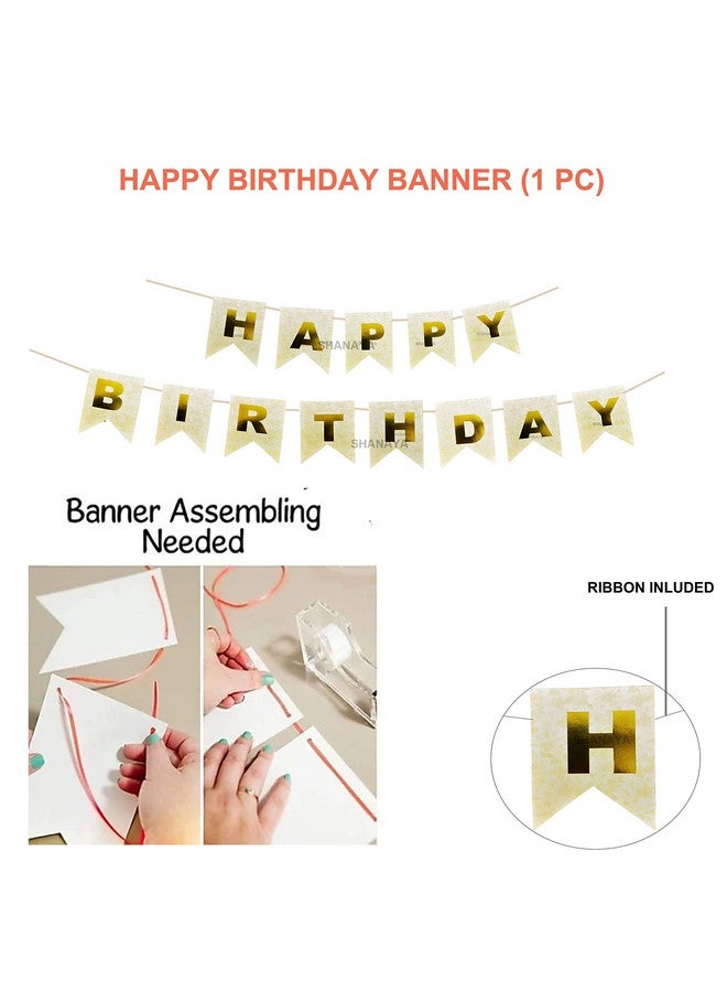 SHANAYA Happy Birthday Hanging Bunting Banner For Decorations Items Party Supplies (Gold Floral Printed) - Image 4