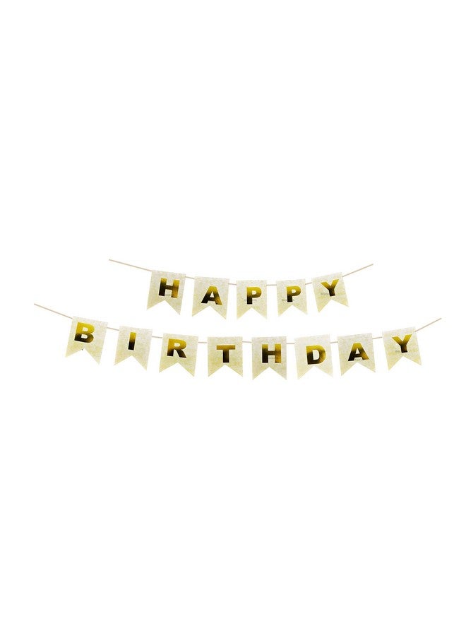 SHANAYA Happy Birthday Hanging Bunting Banner For Decorations Items Party Supplies (Gold Floral Printed) - Image 1