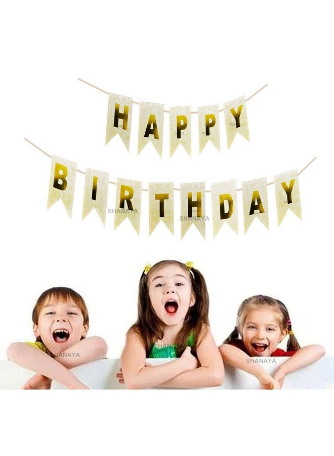 SHANAYA Happy Birthday Hanging Bunting Banner For Decorations Items Party Supplies (Gold Floral Printed) - Image 3