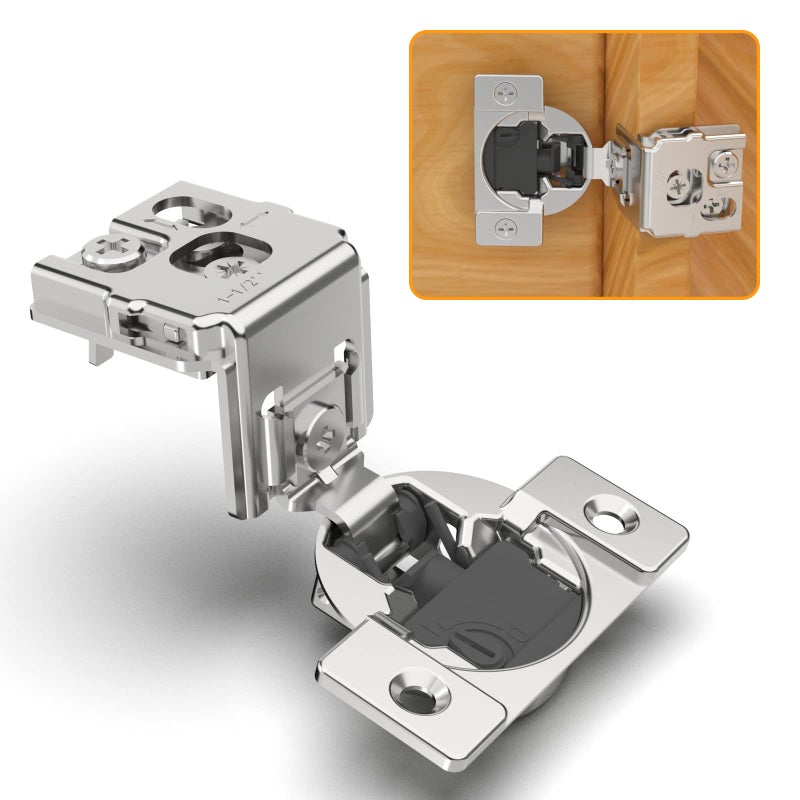 Chibery 60 Pack 112 Overlay 4D Soft Close Concealed Hinges for Face Frame Door Adjustable Closing Speed Satin Nickel 105 Open Angle Stainless Steel Cabinet Hinges - Image 2