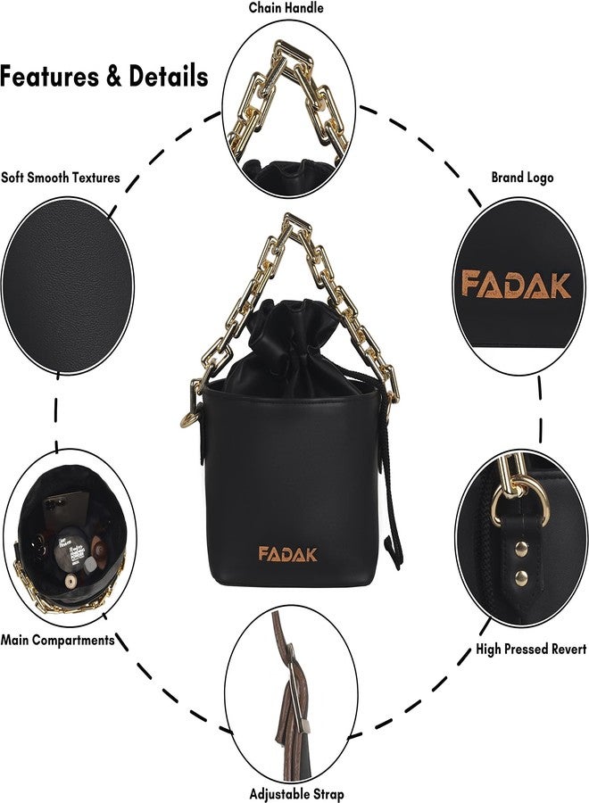 FADAK PU Potli Sling Bag for Women and Girl Bridal Potli Style Royal Clutch Batwa Wedding potli for lady (Black) - Image 2