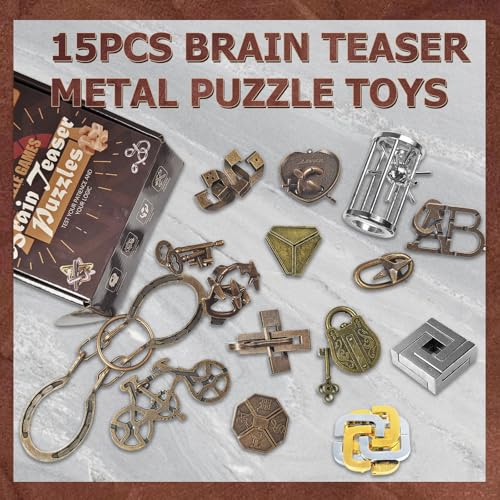 Joyeee 15 Pcs Brain Teaser Metal Wire Puzzles Mind IQ Test Unlock Toy Interlock Challenge Puzzle Game Educational Toy Gift for Boys Girls Teens Adults A - Image 5