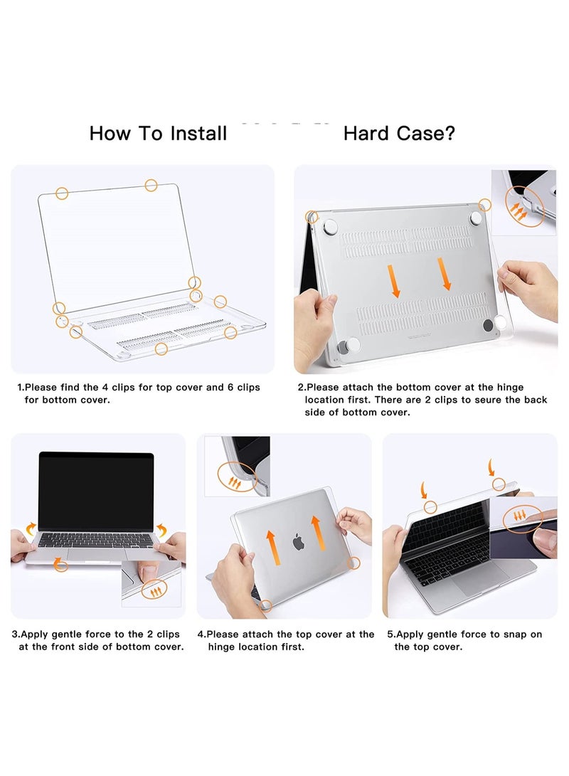متوافق مع حافظة MacBook Air مقاس 13.6 بوصة إصدار 2024 2023 2022 M3 A3113 M2 A2681 مع شاشة Liquid Retina ومعرف اللمس، غطاء حماية من البلاستيك الصلب، شفاف كريستالي - Image 3