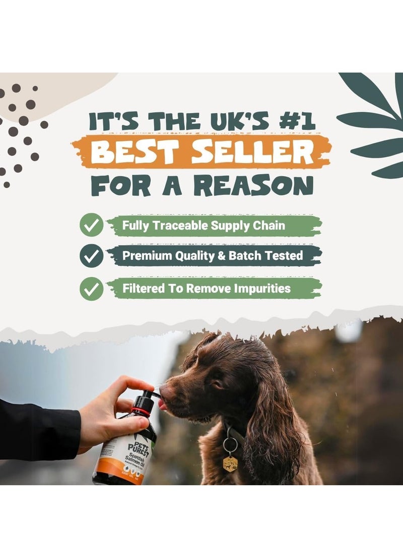 Pets Purest Scottish Salmon Oil For Dogs Cats Horse Ferret Pure Omega 3 6 and 9 Fish Oil Food Treats Supplement for Natural Coat Immune Support Itchy Skin Joint and Brain Health 500ml - Image 4