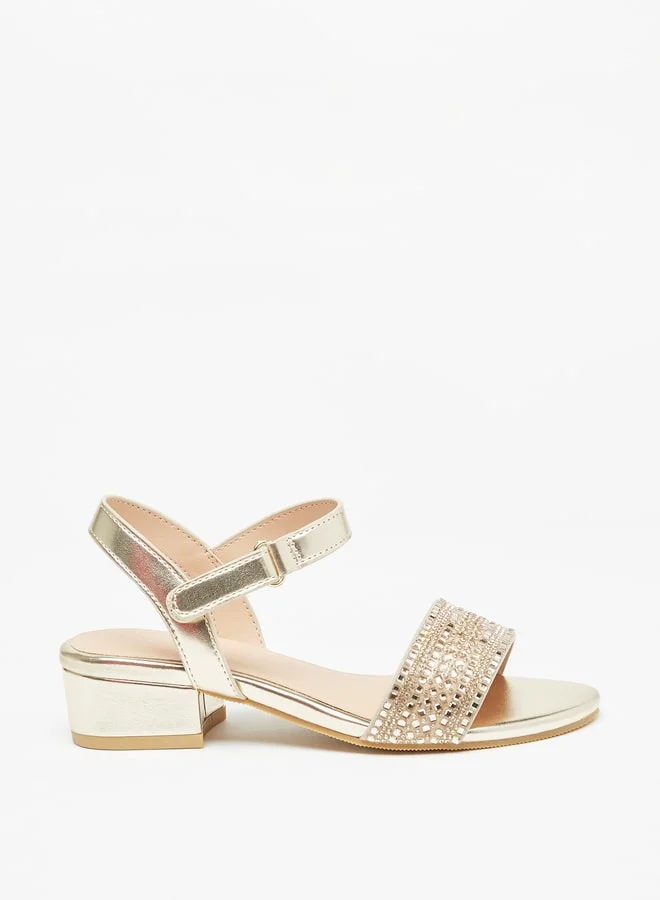 Celeste Girl'S Embellished Block Heel Strap Sandals