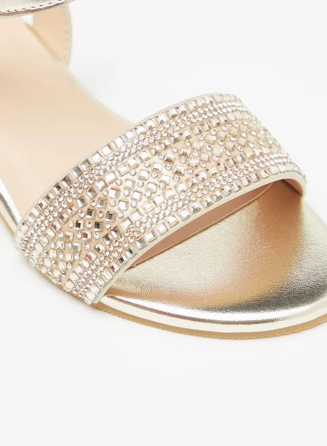 Celeste Girl'S Embellished Block Heel Strap Sandals
