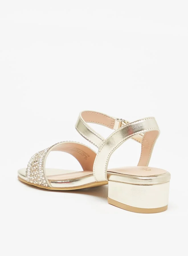 Celeste Girl'S Embellished Block Heel Strap Sandals