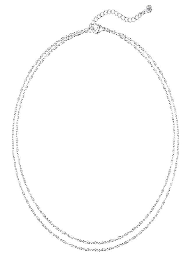 MBW Layered Necklaces for Women, Dainty Silver Plated Snake Twist Rope Chain Necklace for Women Simple Herringbone Thin Snake Chain Satellite Choker Necklace Silver Jewelry Set Gifts for Women Girls, - Image 1