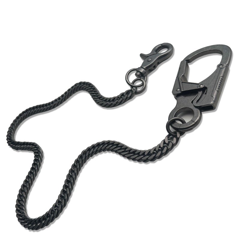 Ahiller Men's Heavy Duty Wallet Chain - 25" Stainless Steel Key Chain with Alloy Carabiner & Double Lock, for Biker Punk Style Accessories (QK-Gunmetal-JR-1P) - Image 1