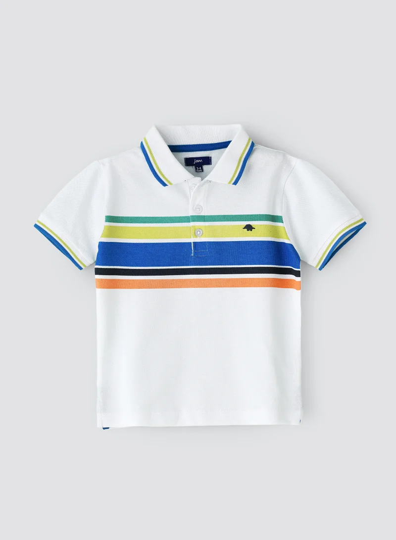 JAM Boys' Multicolour Striped Cotton Polo Shirt