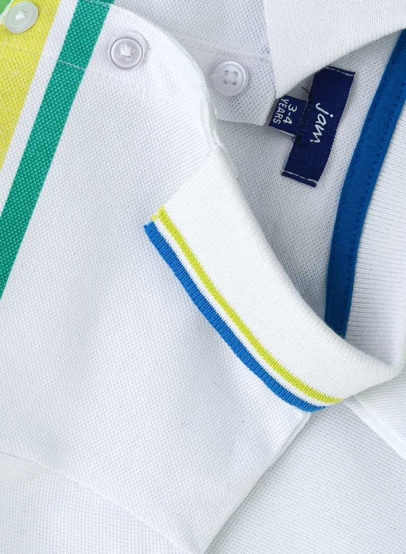 JAM Boys' Multicolour Striped Cotton Polo Shirt
