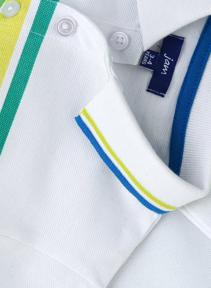 JAM Boys' Multicolour Striped Cotton Polo Shirt - Image 4