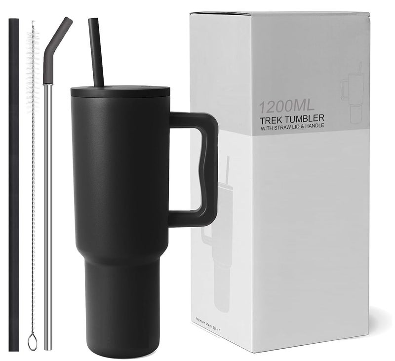 CYNVEXA Tumbler with lid and Straw 1200ML Cup Stainless Steel Vacuum Insulated Tumbler for Water Iced Tea or Coffee 12L Office Gym Travelling 40 Oz Black - Image 1