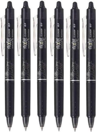 Pilot Frixion Clicker Retractable Erasable Rollerball Pens, 0.7mm Nib, Pack of 6