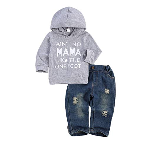 fhutpw Toddler Baby Boy Outfits Hoodie Sweatshirts & Jeans Clothes Set Fall Winter 6 9 12 18 24 Months (C-Gray, 6-12 Months) - Image 1