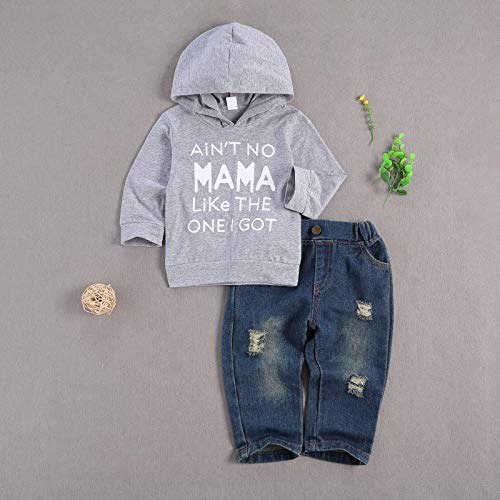 fhutpw Toddler Baby Boy Outfits Hoodie Sweatshirts & Jeans Clothes Set Fall Winter 6 9 12 18 24 Months (C-Gray, 6-12 Months) - Image 2