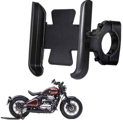 WHIPONE CNC Metal Bike Mobile Holder Compatible for Jawa 42 Bobber, 360° Rotation Phone Mount Cradle for Bicycle & Motorcycle, Handlebar for All Smartphones, Anti-Slip, Full Grip (Black) - Image 1