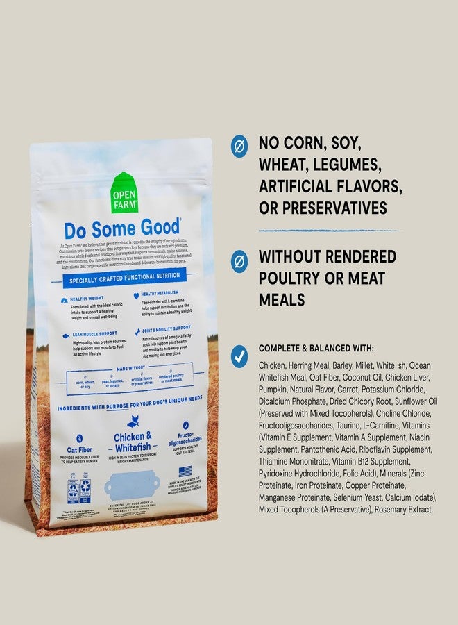Open Farm أوبن فارم، طعام كلاب صحي الوزن، تركيبة بيطرية غنية بالبروتين وقليلة السعرات الحرارية للتحكم في الوزن، يدعم عملية التمثيل الغذائي والحركة، بنكهة الدجاج والسمك الأبيض، عبوة 4 أرطال - Image 2