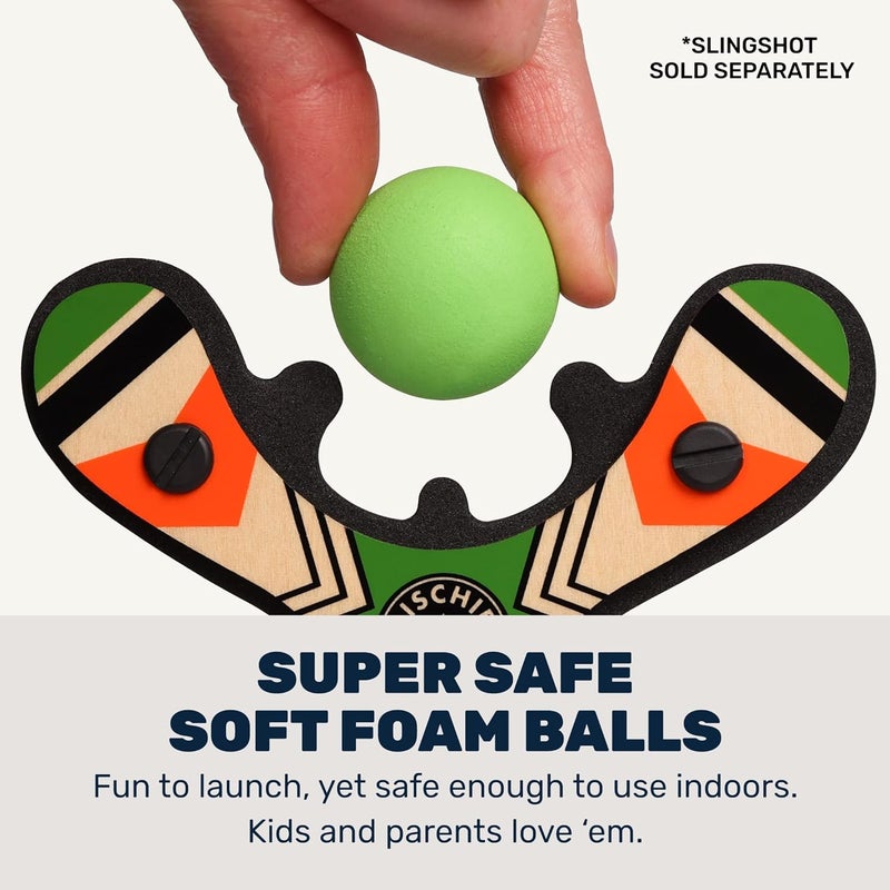 Mighty Fun! ! - Mischief Maker® Toy Slingshot Foam Balls Refill Pack - 6 Soft Foam Replacement Balls for Kids Slingshot - Ages 4+ (Green) - Image 4