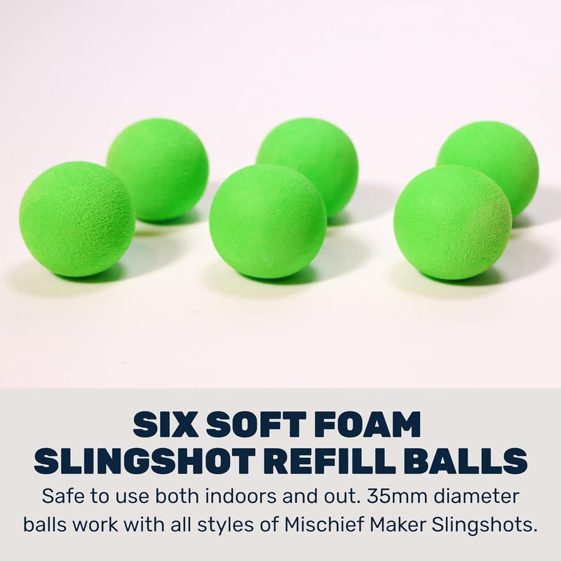 Mighty Fun! ! - Mischief Maker® Toy Slingshot Foam Balls Refill Pack - 6 Soft Foam Replacement Balls for Kids Slingshot - Ages 4+ (Green) - Image 3