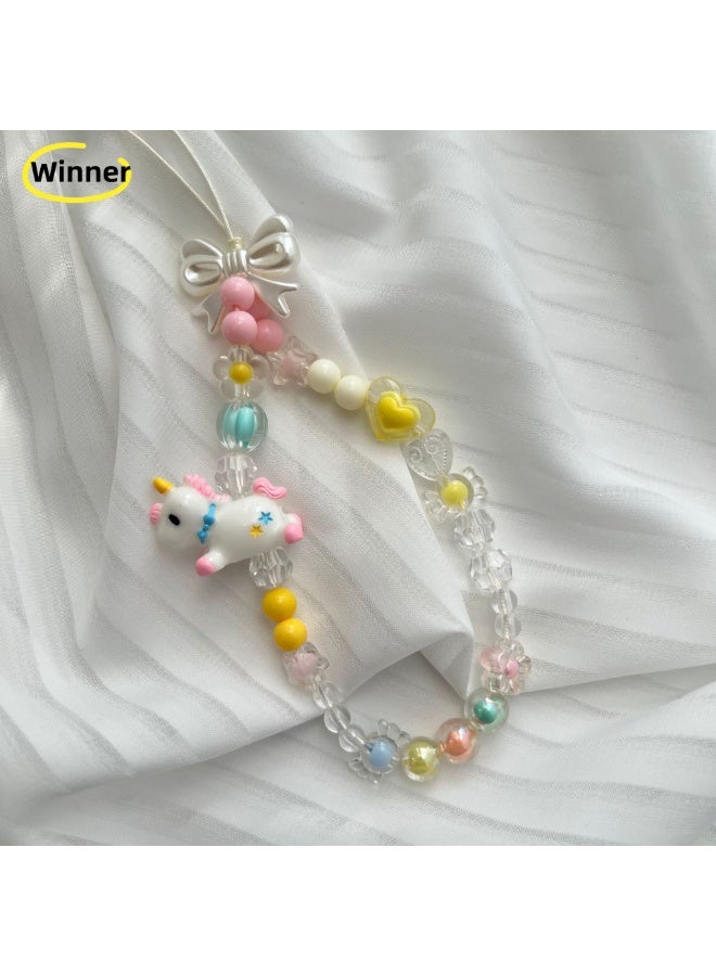 Winner 1Pcs Cute Mobile Phone Charm Handmade Exquisite Beaded Mobile Phone Lanyard Wristband Pink Mobile Phone Chain Charm Strap - Image 1