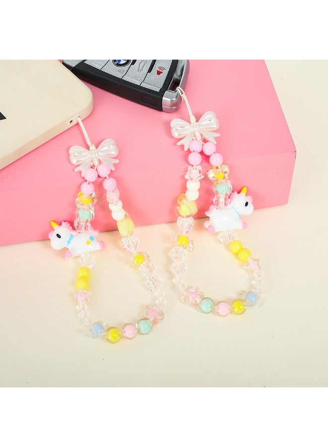 Winner 1Pcs Cute Mobile Phone Charm Handmade Exquisite Beaded Mobile Phone Lanyard Wristband Pink Mobile Phone Chain Charm Strap - Image 4