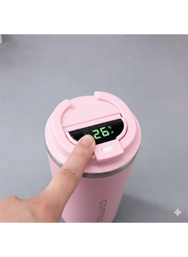 Thermal Mug With a Digital Screen to display the Temperature - Thermal Thermos - Reusable Travel Mug - Coffee Mug for Hot and Cold Drinks (PINK)) - Image 1