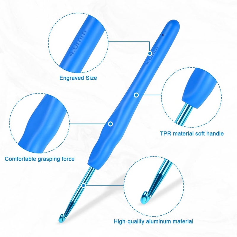 HOTUT Crochet Hook, 9-Piece Crochet Hook Set with 10 Stitch Markers, Soft Silicone Crochet Hooks with Ergonomic Handle, Colourful Crochet Hook for Beginners and Experienced Crochet Lovers (2.0 mm - Image 3