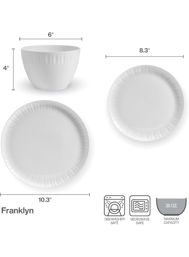 Mikasa طقم أدوات المائدة من ميكاسا فرانكلين من البورسلين العظمي المقاوم للتشقق 12 قطعة خدمة لـ 4 - Image 3
