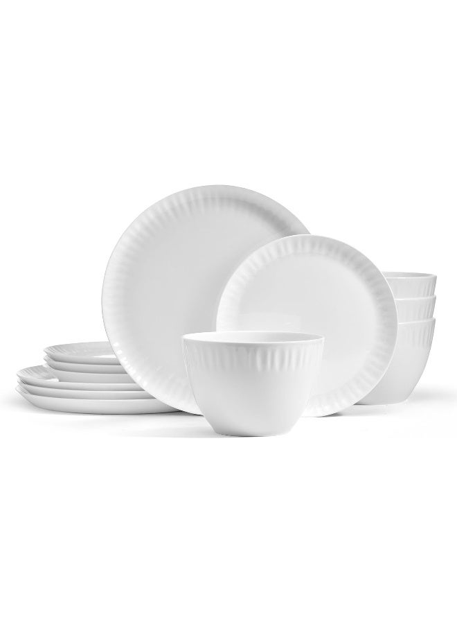 Mikasa طقم أدوات المائدة من ميكاسا فرانكلين من البورسلين العظمي المقاوم للتشقق 12 قطعة خدمة لـ 4 - Image 1