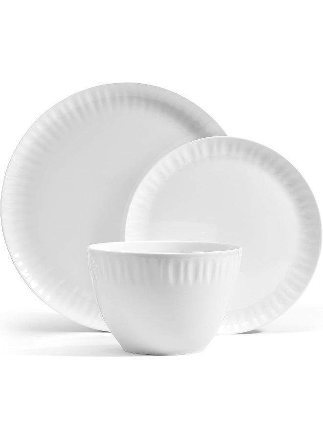 Mikasa طقم أدوات المائدة من ميكاسا فرانكلين من البورسلين العظمي المقاوم للتشقق 12 قطعة خدمة لـ 4 - Image 2