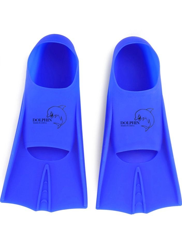 Dolphin Silicone Swim Training Short Fins, Blue, Size L (39-41)  - Image 1