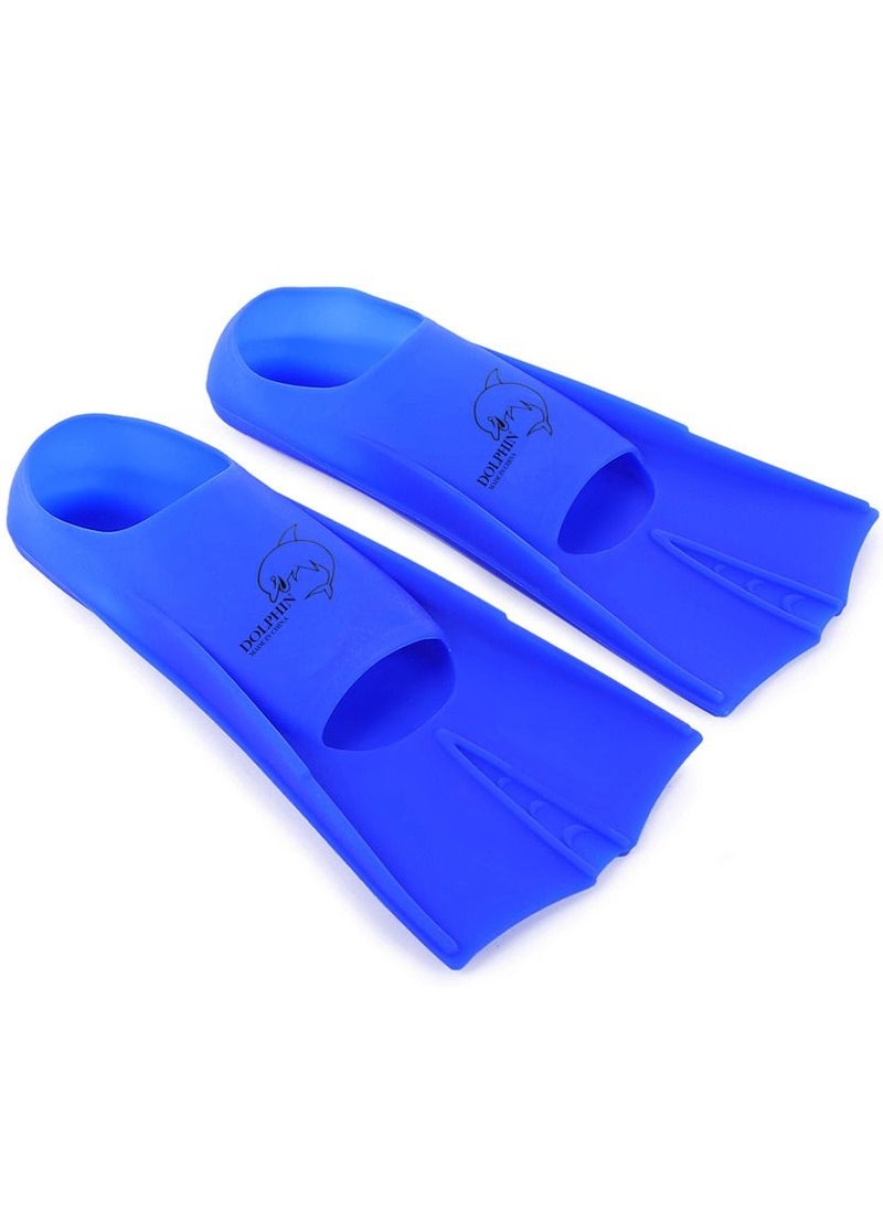 Dolphin Silicone Swim Training Short Fins, Blue, Size L (39-41)  - Image 2