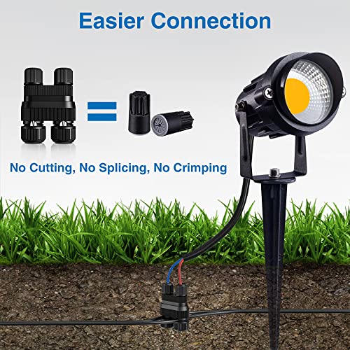 SUNVIE Fastlock2 Low Voltage Wire Connector Landscape Lighting Connectors Waterproof 12-18 Gauge Wire Connectors for Low Voltage Landscape Lights Outdoor Landscape Path Lights, 20 Pack - Image 2