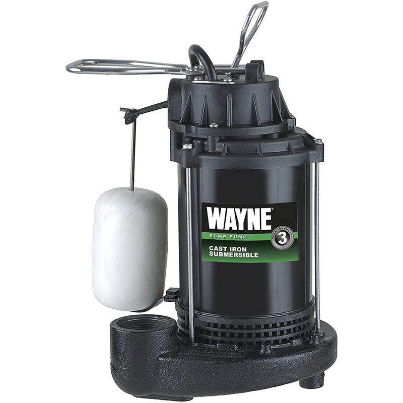 WAYNE CDU790 - 1/3 HP Submersible Cast Iron and Stainless Steel Sump Pump with Integrated Vertical Float Switch - Up to 4,600 Gallons Per Hour - Heavy Duty Basement Sump Pump, Black - Image 1