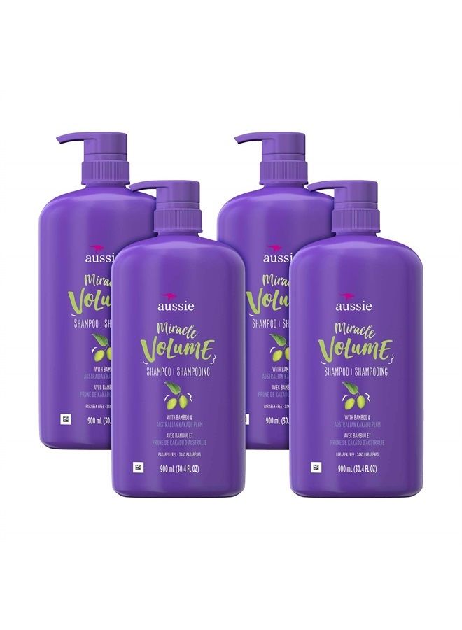 Aussie For Fine Hair Paraben-free Miracle Volume Shampoo With Plum & Bamboo, 30.4 Fl Oz (Pack of 4) - Image 1