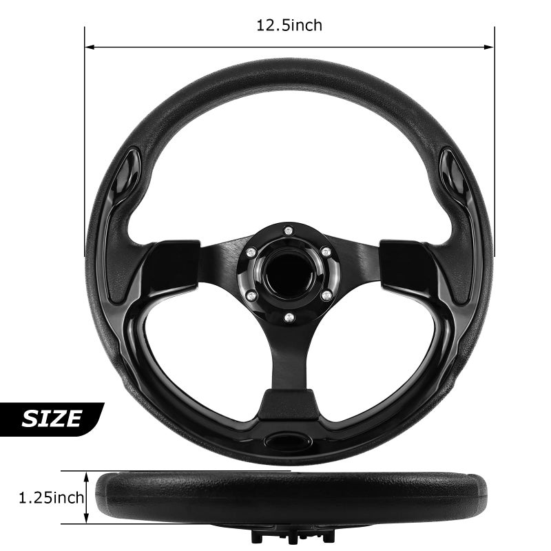 QYMOPAY Golf Cart Steering Wheel, Skid Steering Wheel, Universal Golf Cart for Club Car EZGO RXV and TXT, Yamaha, Precedent Tempo, DS - Image 2