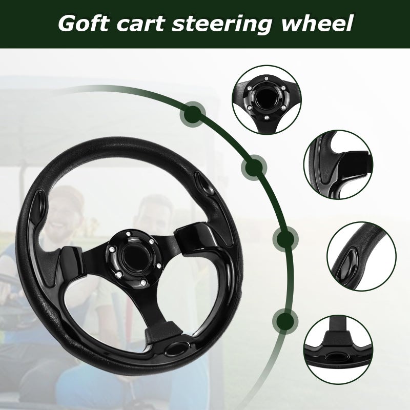 QYMOPAY Golf Cart Steering Wheel, Skid Steering Wheel, Universal Golf Cart for Club Car EZGO RXV and TXT, Yamaha, Precedent Tempo, DS - Image 3