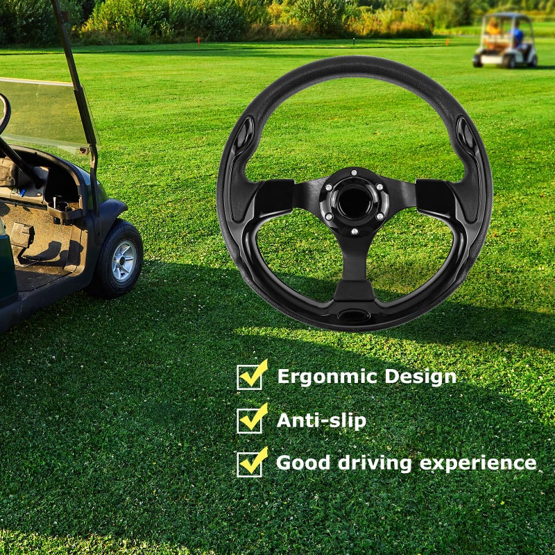 QYMOPAY Golf Cart Steering Wheel, Skid Steering Wheel, Universal Golf Cart for Club Car EZGO RXV and TXT, Yamaha, Precedent Tempo, DS - Image 5