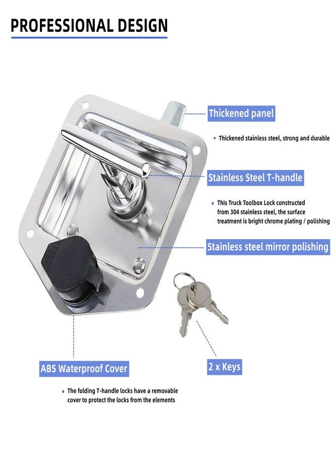 Ycsmyyds 6 Pcs Stainless Steel Car Trailer Door Latch Rv Door Tool Box Lock with Gasket T-Handle Latch with Keys 304 Stainless Steel Highly Polished… - Image 3
