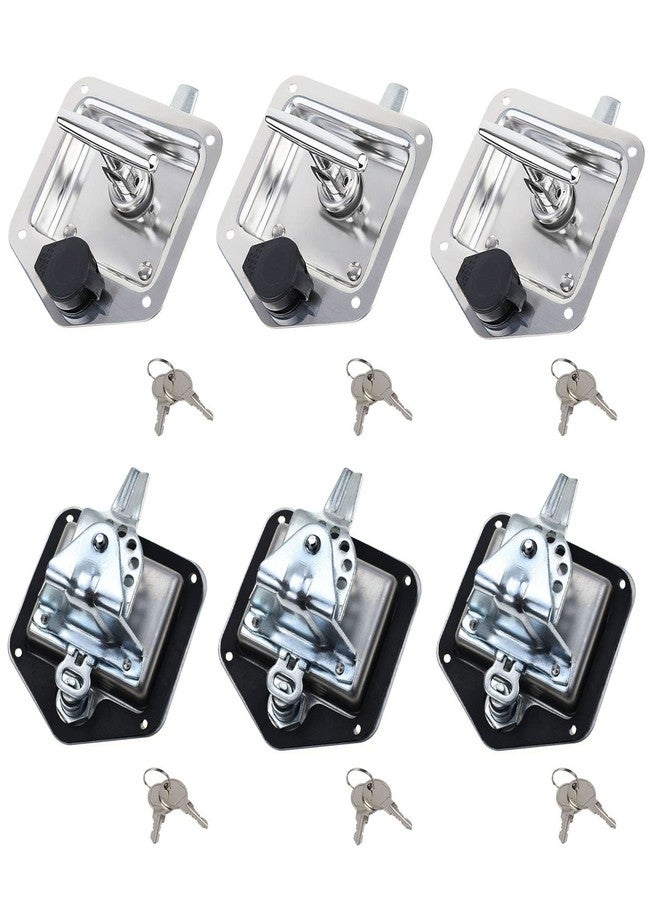 Ycsmyyds 6 Pcs Stainless Steel Car Trailer Door Latch Rv Door Tool Box Lock with Gasket T-Handle Latch with Keys 304 Stainless Steel Highly Polished… - Image 1