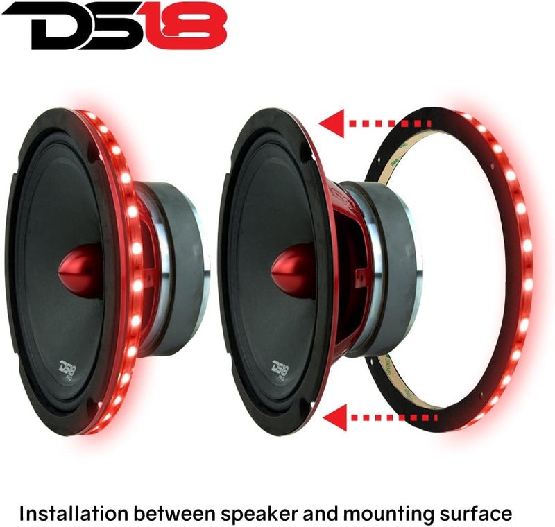 DS18 LRING8 Speaker Grill Ring - Fits 8” Speaker, RGB LED Lighting, Acrylic Ring, Marine Watertight Seal, Compatible with RGB Remote Module - One Ring - Image 2