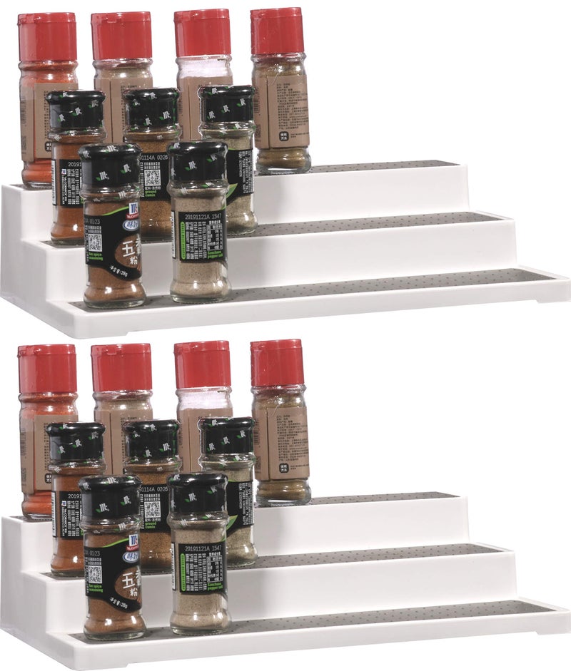 Cq acrylic 2 Pack Spice Rack Organizer for Pantry145 Inch Tiered Seasoning Can Shelf Organizer For CabinetWhite - Image 3