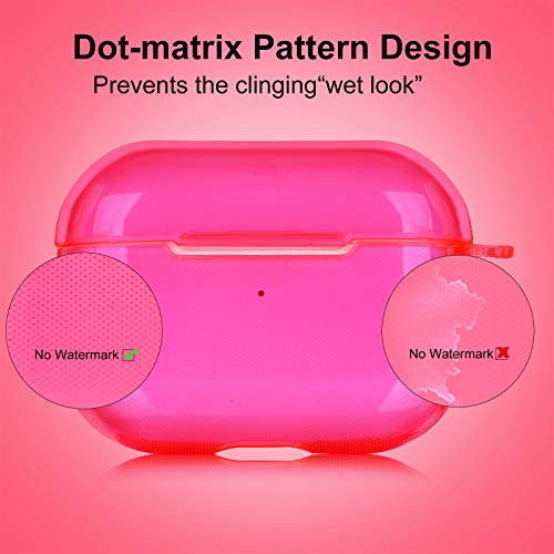 AIRSPO Clear Case for AirPods Pro Charging Case, Soft TPU, Crystal Clear, Wireless Charging Compatible, Neon Hot Pink - Image 3